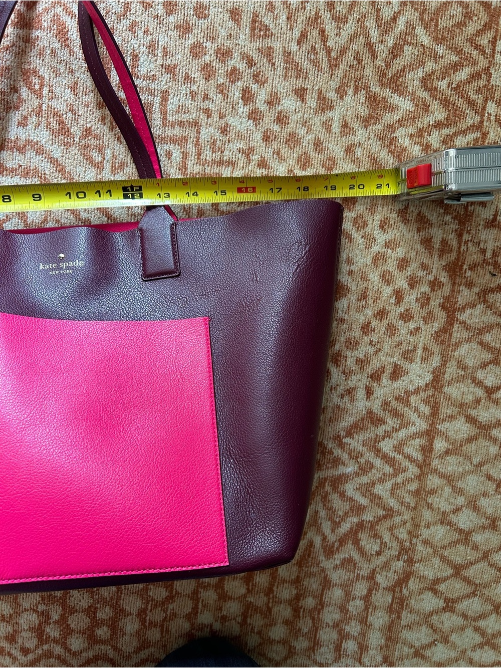 Kate Spade Maroon and Pink Tote Bag with Structured Design - Picture 11 of 14